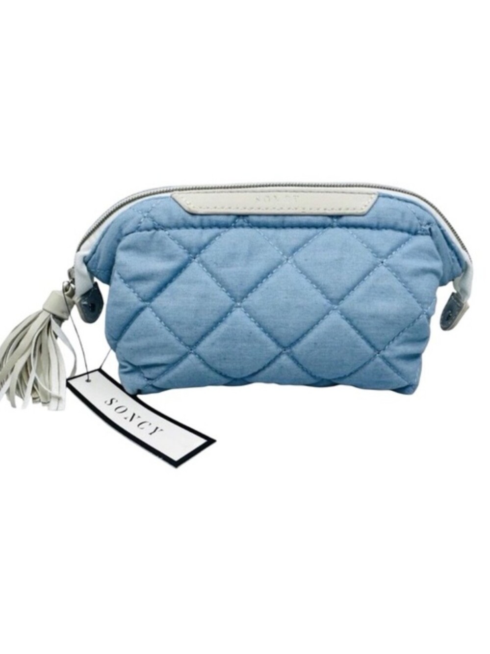 NWT SONCY baby Blue Quilted Travel Cosmetic Bag